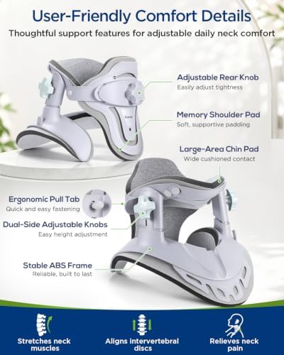 Neck Traction Device, Adjustable Neck Stretcher for Pain Relief