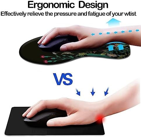 Dooke Ergonomic Mouse Pad with Wrist Support and Coaster,Mouse Pads with Non-Slip PU Base for Home Office Working Studying Easy Typing & Pain Relief Weeds