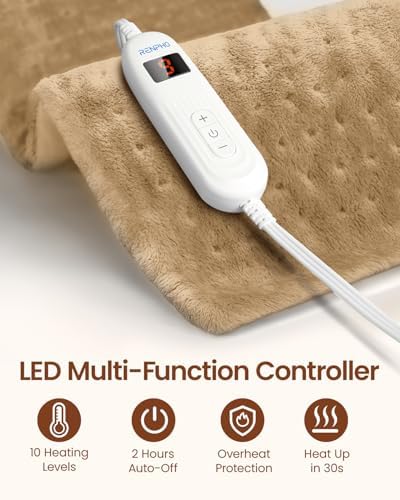 RENPHO Heating Pad for Back & Period Cramps, Heat Pad for Knee and Leg, Birthday Gifts for Women Men Husband, Auto Shut Off, ETL Certified, 12" x24‘’ Light Yellow