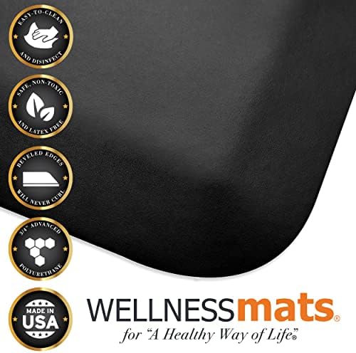 WellnessMats Original Collection Anti-Fatigue Floor Mat, Polyurethane – Ergonomic Support Pad for Home, Kitchen, Garage, Office Standing Desk – Water Resistant - Made in USA