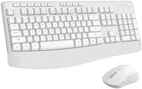 Wireless Keyboard and Mouse Combo, Full Size Ergonomic with Wrist Rest