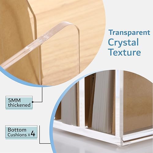 SANRUI Acrylic Bill Letter Organizer Holder for Desk, Clear 5 Compartments