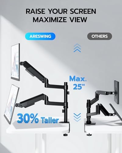 ARES WING Dual Monitor Mount - 17 to 40 Inch Screen Monitor Arm, Black