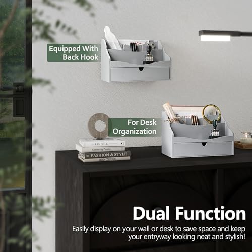Rebee Vision Mail Organizer for Desk with Drawer Home & Office Decor, Gray