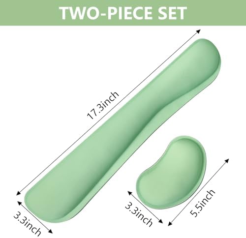 Wrist Rest for Computer Keyboard and Mouse, Ergonomic Design Wrist Support Pad for Keyboard, Soft Memory Foam Desk Pads Support Hand and Arm Easy Typing Pain Relief, 2 Piece Pad, Green