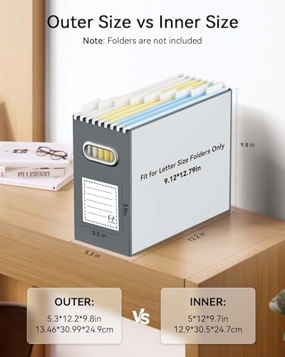 Oterri Portable Collapsible Cardboard File Box with Handle for Letter-Size