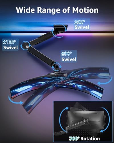 MOUNTUP Monitor Wall Mount for 22-43 Inch Curved Screens, Holds 2.2 to 33.1 lbs, Ultrawide Computer Monitor Wall Mount, Heavy Duty Wall Monitors Arm, 75x75 mm to 200x200 mm Vesa Mounts