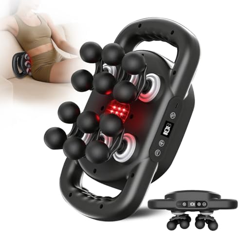 AdamPark Massage Gun Deep Tissue Percussion Back Massager for Muscle Tension, Professional Neck Shoulder & Leg Massage Tool, Handheld Rechargeable Electric Body Device with Multi-Heads