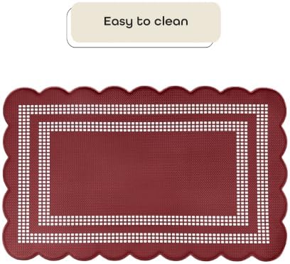 Anti Fatigue Scallop Mat 18 x 30 in, Remi, Burgundy/Ivory