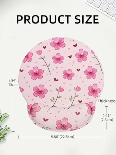 Lily Floral Mouse Pad Wrist Support Wrist Rest, Flower Ergonomic Mouse Pad with Non-Slip Base for Office Gaming Working Computers,Desk Accessories Pain Relief Mouse Mat, Rose Pink
