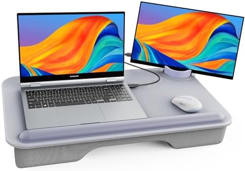 SAIJI Laptop Lap Desk with External Monitor Holder Fits Up to 17" Laptops