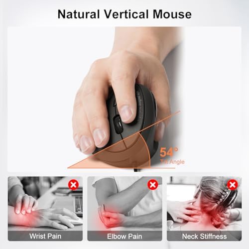 SANWA Wired Ergonomic Mouse, Vertical Mouse for Small & Medium Hands, Black