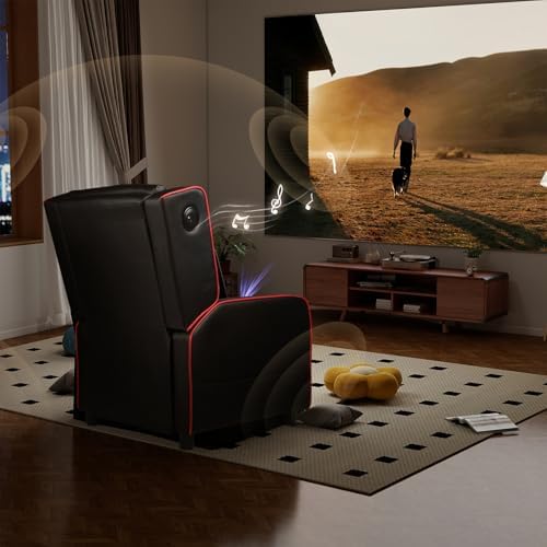 GTPLAYER Gaming Recliner Chair with Bluetooth Speakers Racing Style Single Gaming Sofa Modern Living Room Recliners Ergonomic Comfortable Massage Home Theater Seating, Red