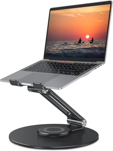 OMOTON Adjustable Laptop Stand for Desk 360° Rotating Base up to 17" Black