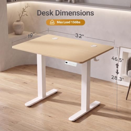 Claiks Electric Small Standing Desk, 32x19 Inch, Nature
