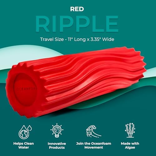 Oceanfoam Ripple Roller - Small Foam Roller for Physical Therapy (Red)