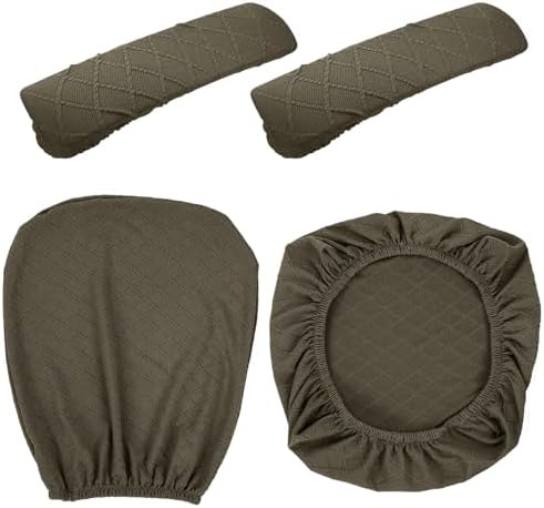 Tallew 4 Pcs Office Chair Covers Stretch Seat Armrest, Brown