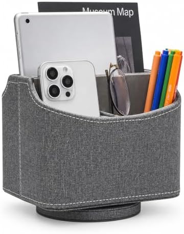 UnionBasic Rotating Desk Organizer, 360 Desk Spinning Caddy, Desktop TV Guide/Mail/Media/Remote Controller Holder Organizer, Barry Grey
