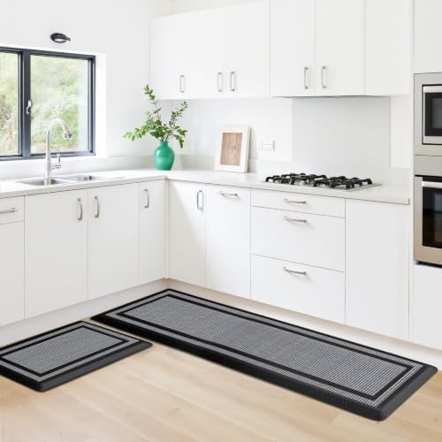 2PCS Kitchen Rugs Cushioned Anti-Fatigue Kitchen Mats Comfort Standing Mat