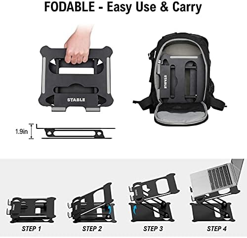 Adjustable Laptop Stand,Portable Laptop Computer Stand Riser&Multi-Angle Stand with Heat-Vent to Elevate Laptop Holder for Mac,Notebook,Lenovo KT1-black