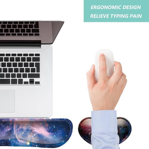 Keyboard Wrist Rest Mouse Wrist Support Set, Memory Foam Wrist Rest Pad for Computer Laptop Keyboard Mouse, Ergonomic Wrist Cushion Support for Typing Pain Relief, Gaming Home Office, Starry Sky