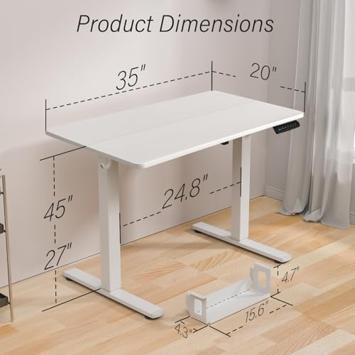 Kingant Standing Desk, 35x20 Inch Electric Height Adjustable Computer Desk