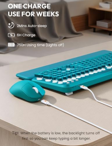 Wireless Keyboard and Mouse, Backlit Typewriter with Magnetic Wrist Rest