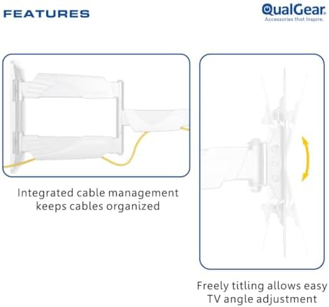 QualGear Qg-TM-005-WHT 23-Inch to 42-Inch Premium Quality Contemporary Style Ultra Low Profile Full Motion Wall Mount Led TVs, White [UL Listed]