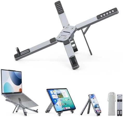 ORICO Portable Laptop Stand for Travel & Desk, Foldable 3-in-1 PN1, Gray