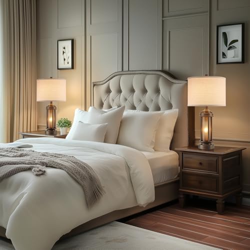 AIEAMPDO Set of 2 Farmhouse Table Lamps with 2 USB C+A Ports