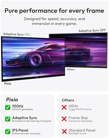 Pixio PX275 Wave 27 inch 100Hz Refresh Rate QHD 1440p Resolution IPS Panel 1ms MPRT Response Time Gaming Monitor with Adaptive Sync