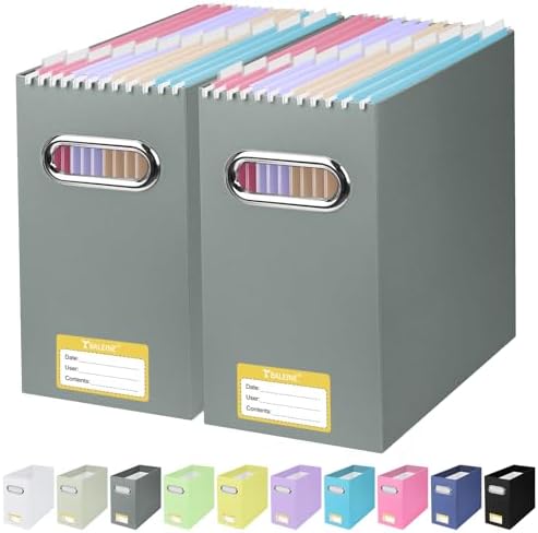 BALEINE 2PK File Organizer Box, Cardboard File Folder Organizer with Handle