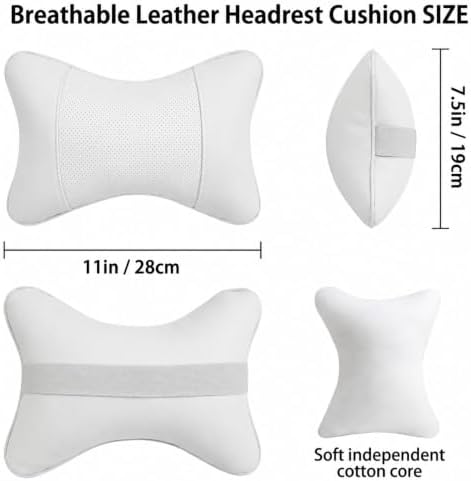 Car Pillow for Driving Seat Soft Leather Headrest Neck Support 2PCS