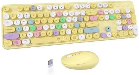 UBOTIE Colorful Wireless Keyboard and Mouse Combo (Yellow-Polychrome)