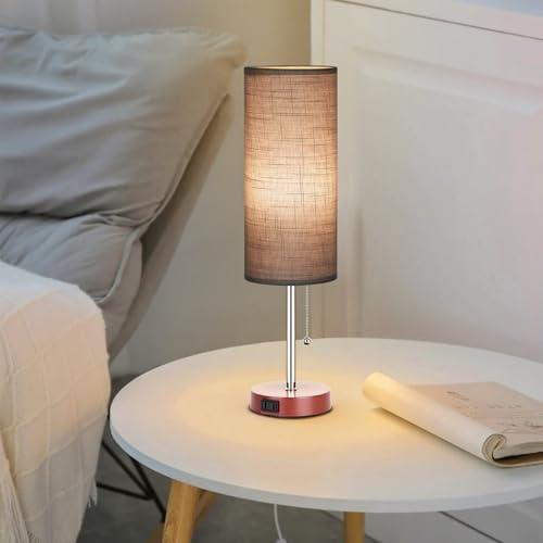 Dott Arts 18" Table Lamp for Bedroom, 3-Color Bedside Lamps with Pull Chain