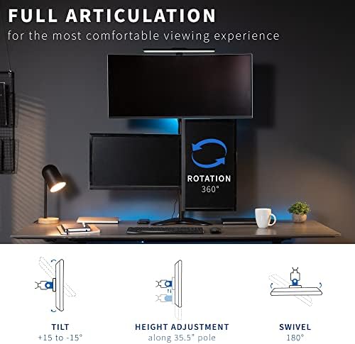 VIVO Triple LCD LED Computer Monitor Desk Stand, Free Standing Heavy Duty Fully Adjustable Mount for 3 Screens up to 30 inches STAND-V003E