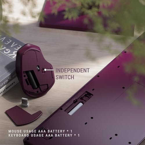 MPTOG Ergonomic Wireless Keyboard and Mouse Combo, Claret