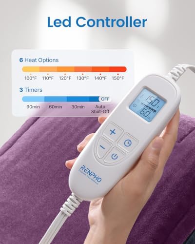 RENPHO Electric Heating Pad for Back with 6 Heat Levels, FSA Eligible HSA