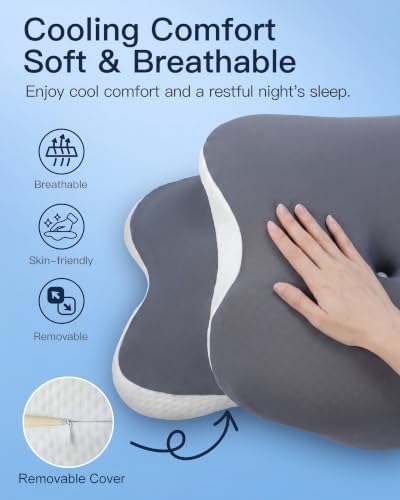 Ergonomic Cervical Pillow for Neck Pain Relief, Grey, 60*36*13cm