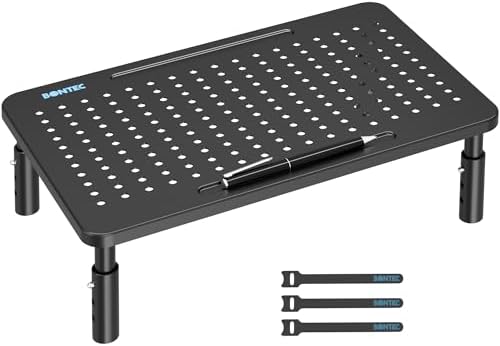 BONTEC 1 Pack Adjustable Monitor Stand Riser with Drawer, Supports 44lbs