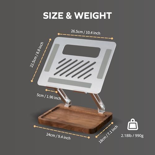muso wood Laptop Stand for Desk, Laptop Riser with Walnut Storage Base