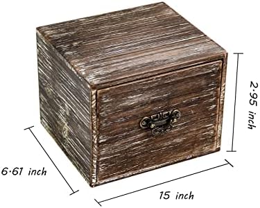 Office Desk Organizer with Drawers Dark Brown Vintage Square Wood Desktop Storage Box Workspace School Supplies Farmhouse Kitchen Countertop Makeup Storage bins for Home Toiletries Supplies Vanity……