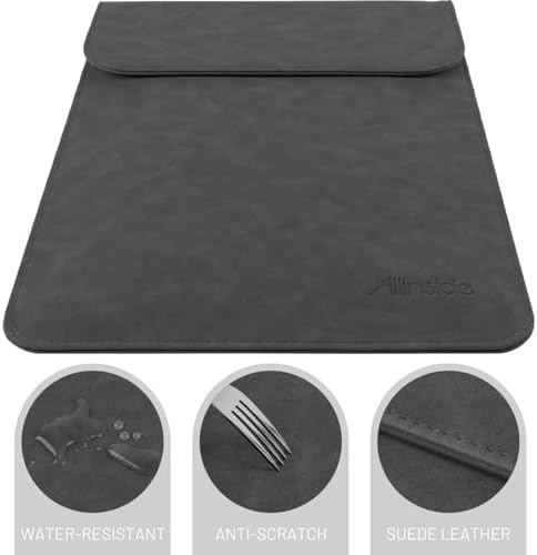 Allinside 13 inch Laptop Sleeve Case for MacBook Neo A18 Pro/MacBook Air 13 2018-2026/MacBook Pro 13 2016-2022, Waterproof PU Suede Leather Laptop Sleeve Bag Protective Vertical Case Cover, Black