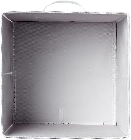 Amazon Basics Collapsible Fabric Storage Bins with Handles, Cube Organizer, 13"x13"x13", White, 6-Pack