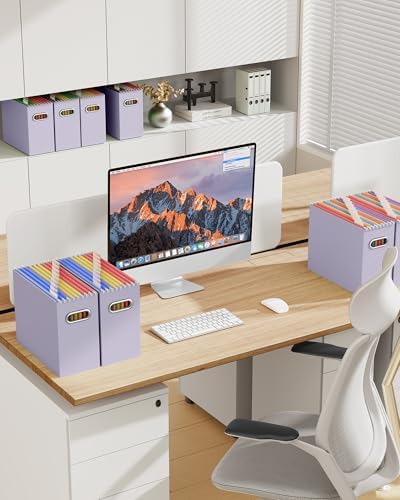Oterri Portable Collapsible Cardboard File Box with Handle for Letter-Size
