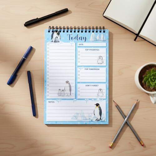 Gueevin Penguin Gifts To Do List Notepad, Daily Planner, 50 Sheets