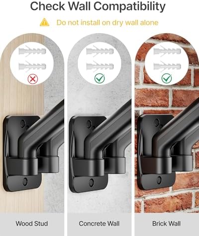 monTEK Dual Monitor Wall Mount, Full Motion Spring Arm for 17-32" Screen