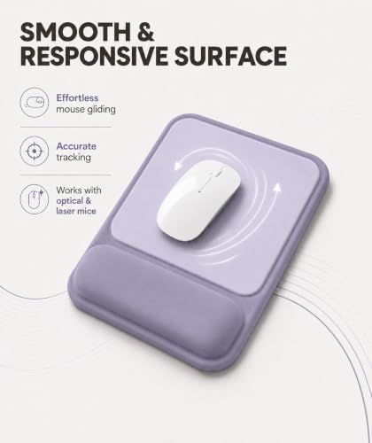 eulps Ergonomic Mouse Pad with Wrist Rest, Gel Mousepad with Soft Wrist Support, Non-Slip PU Base, Smooth Surface Mouse Pad for Wrist Pain Relief, Computer Laptop Office Home & Gaming (Purple)