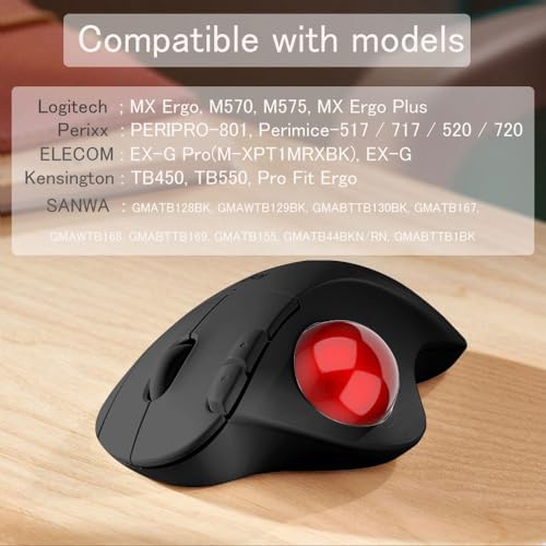 Trackball 34mm/1.34 Inches, Replacement Ball for Logitech M575, M570, MX Ergo, ELECOM, Kensington, Perixx, and Other Compatible Trackball Mice, Glossy - Red