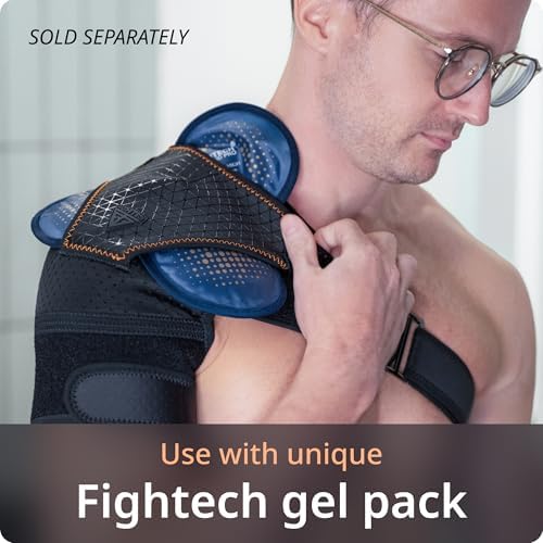 FIGHTECH Rotator Cuff Shoulder Brace for Men and Women - 2 Sizes - Shoulder Support - Pain Relief - Copper Black - Large - Fits Most Men - Bicep 12-17"